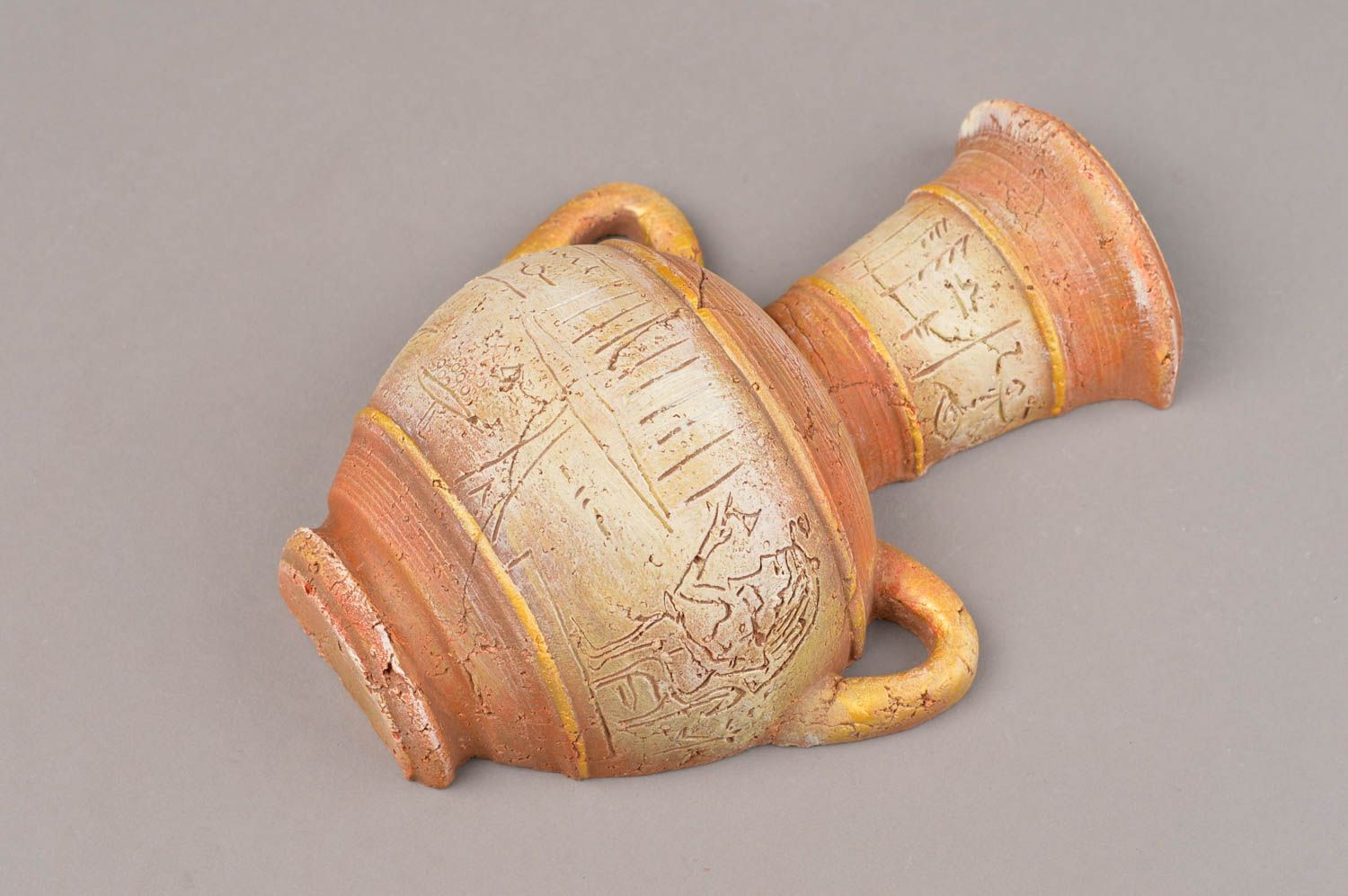 Глиняное панно в виде вазы ручной работы оригинальное красивое авторское фото 9