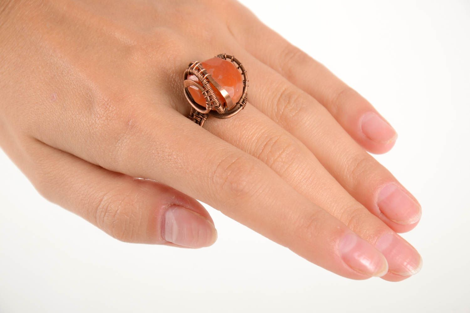 Красивое кольцо ручной работы необычное украшение изделие из меди оригинальное фото 2