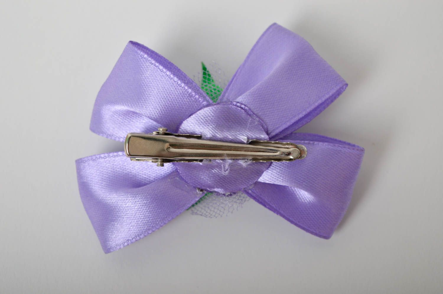 Handmade Haar Spange festlicher Haarschmuck Blüte fürs Haar aus Atlas violett foto 3