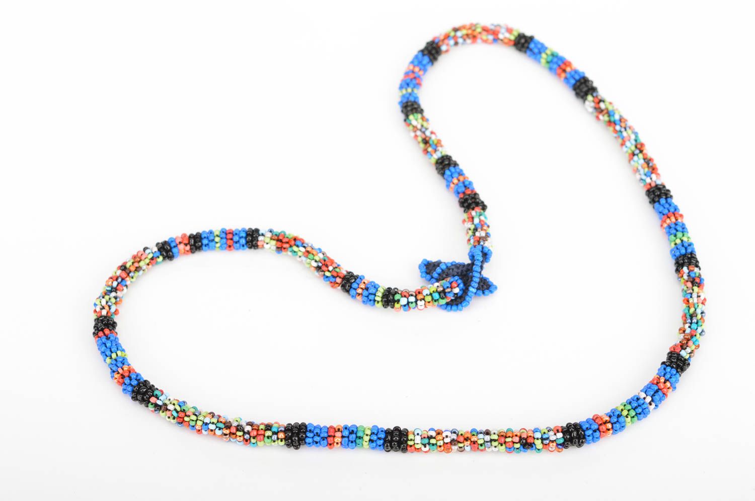 Beautiful stylish beaded cord necklace woven of Chinese beads women's jewelry photo 2