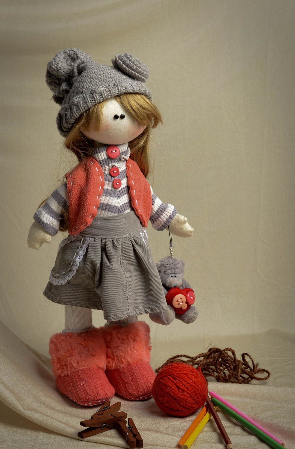 Кукла ручной работы кукла из ткани игрушка для девочек мягкая кукла красивая фото 5