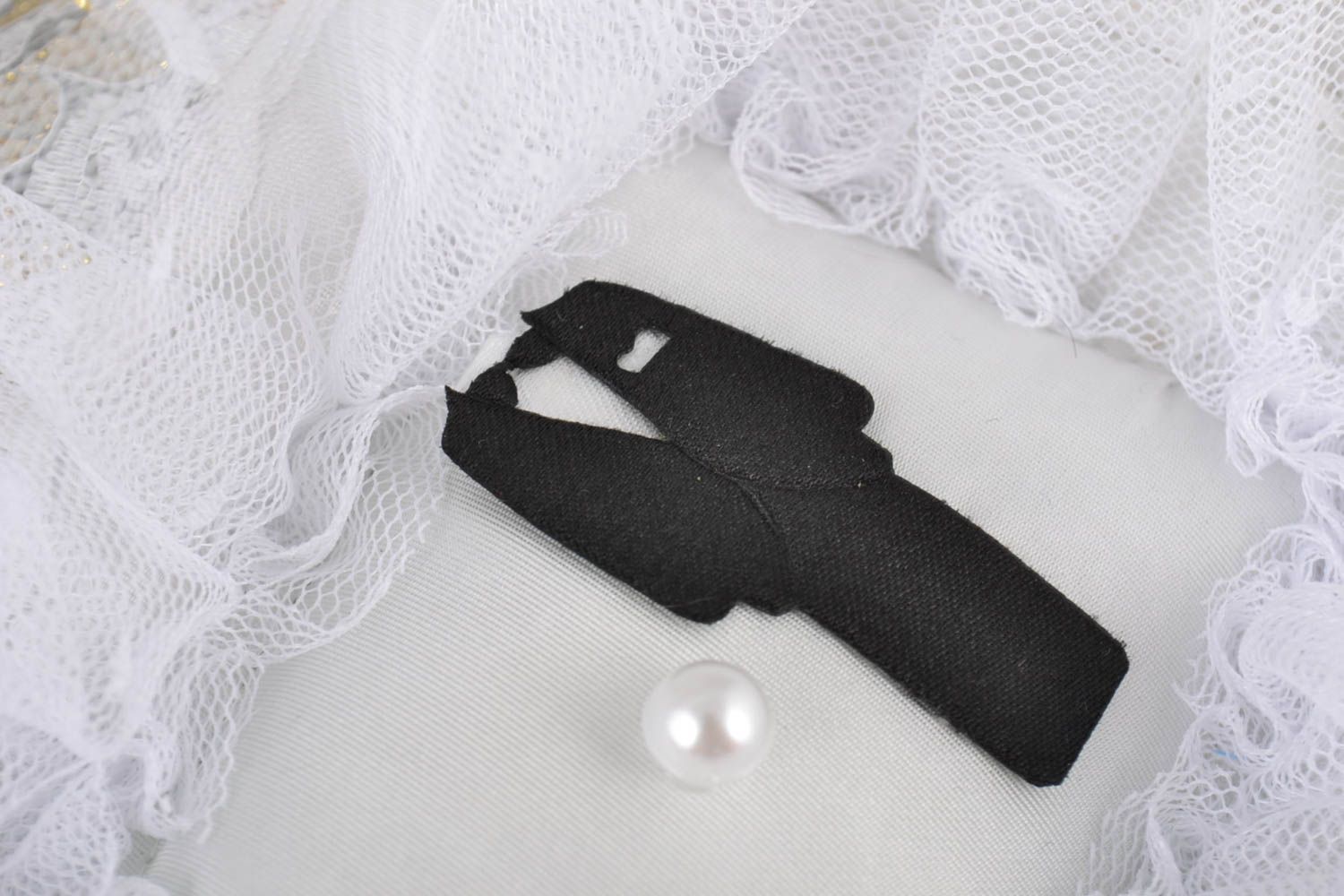 Soft rectangular white handmade beautiful cute wedding pillow for rings photo 2