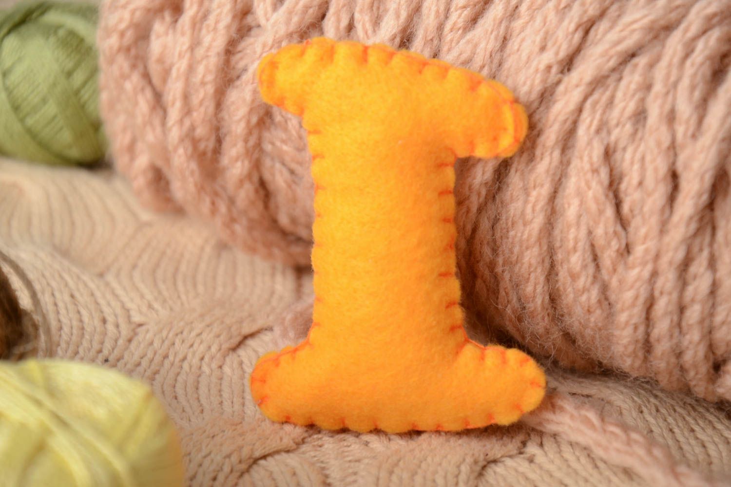 Handmade small orange felt educational soft toy number 1 for little kids photo 1