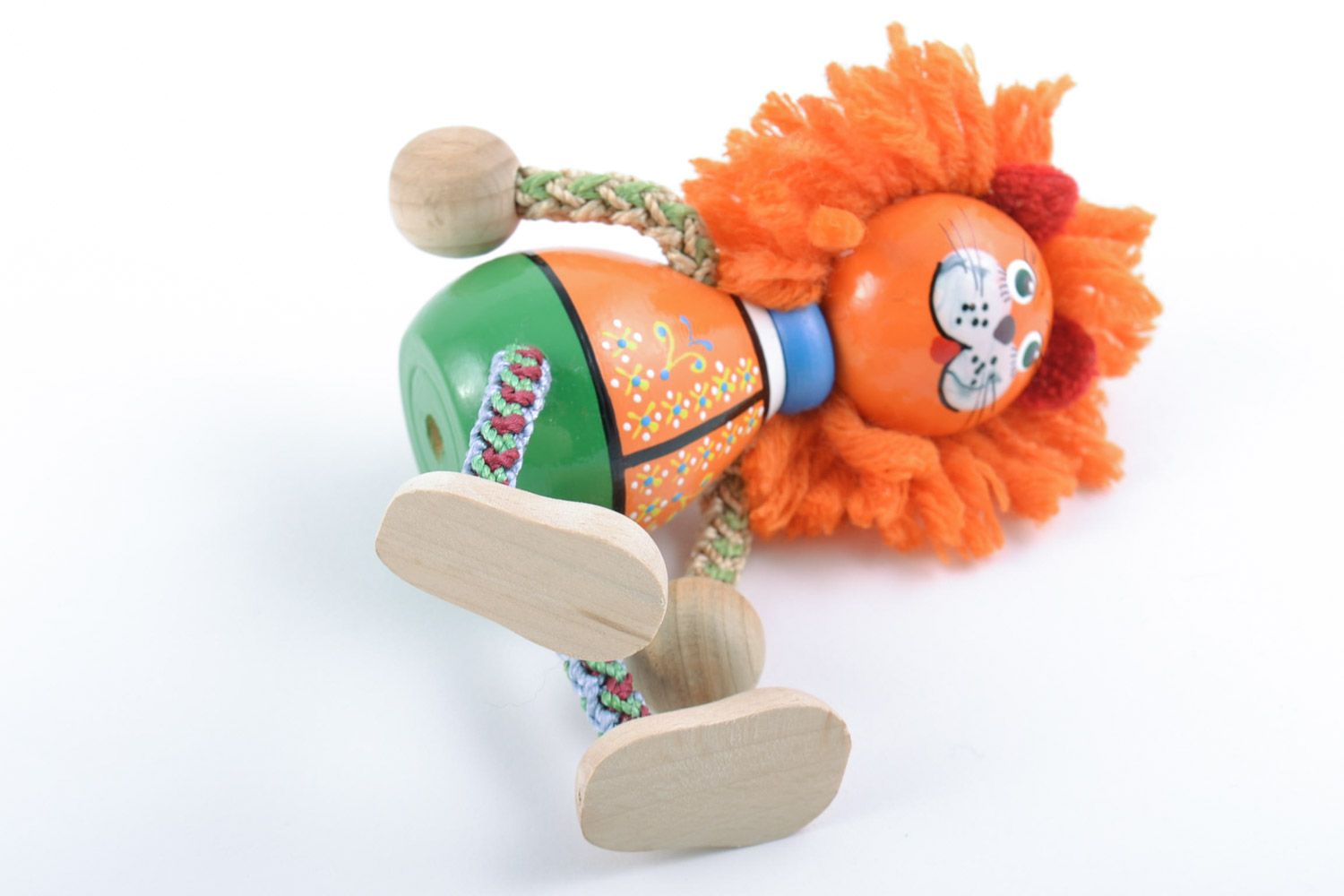 Petit jouet lion fait main roux écologique original décoratif pour enfant photo 5