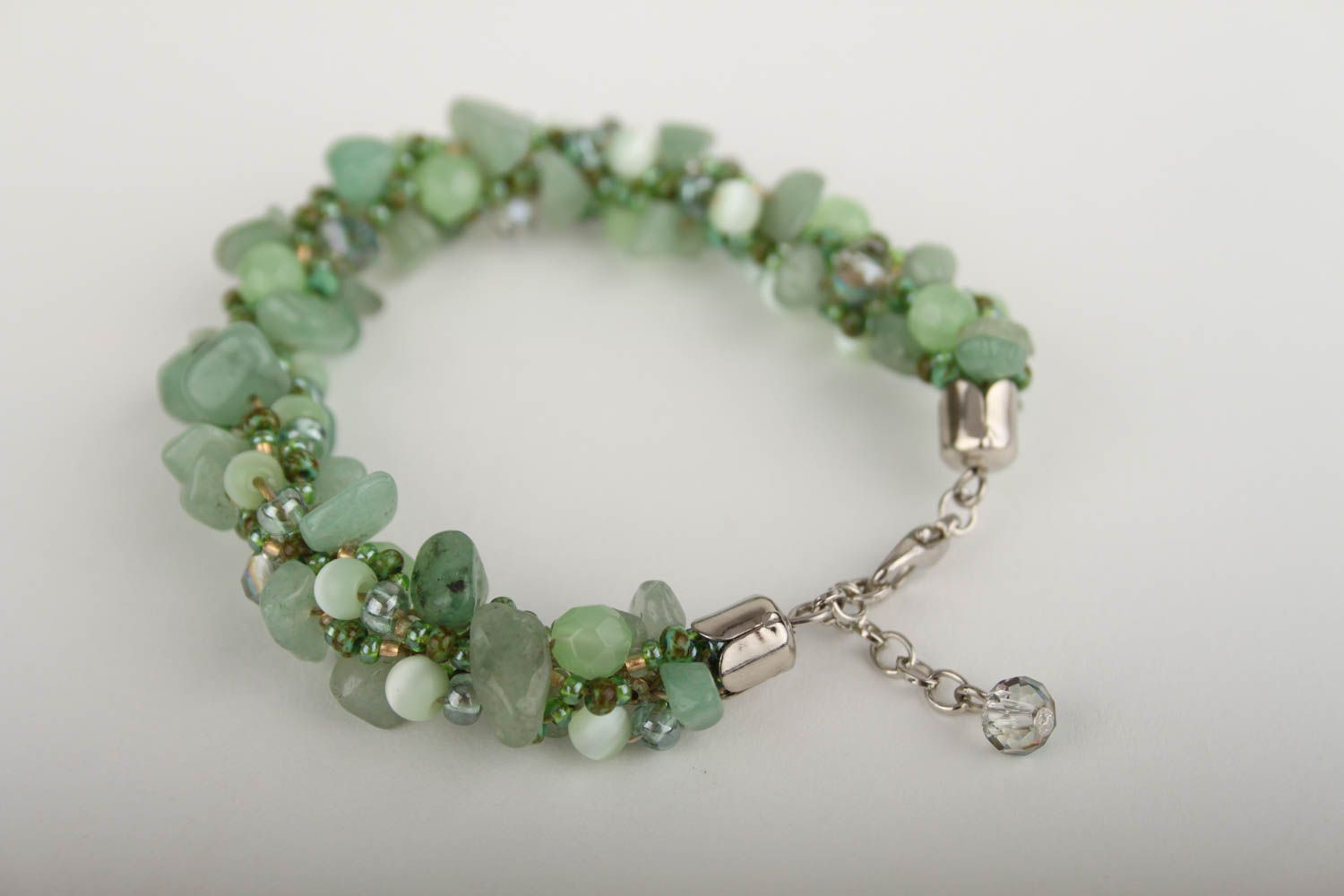 Handmade bracelet with natural stones nephritis bracelet fashion jewelry for her photo 3