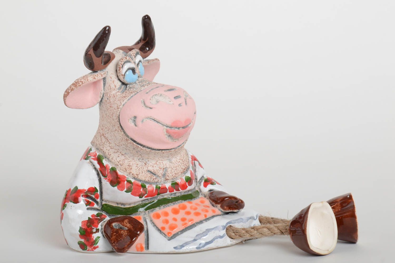Tirelire vache céramique Tirelire fait main peinte originale Cadeau pour enfant photo 2