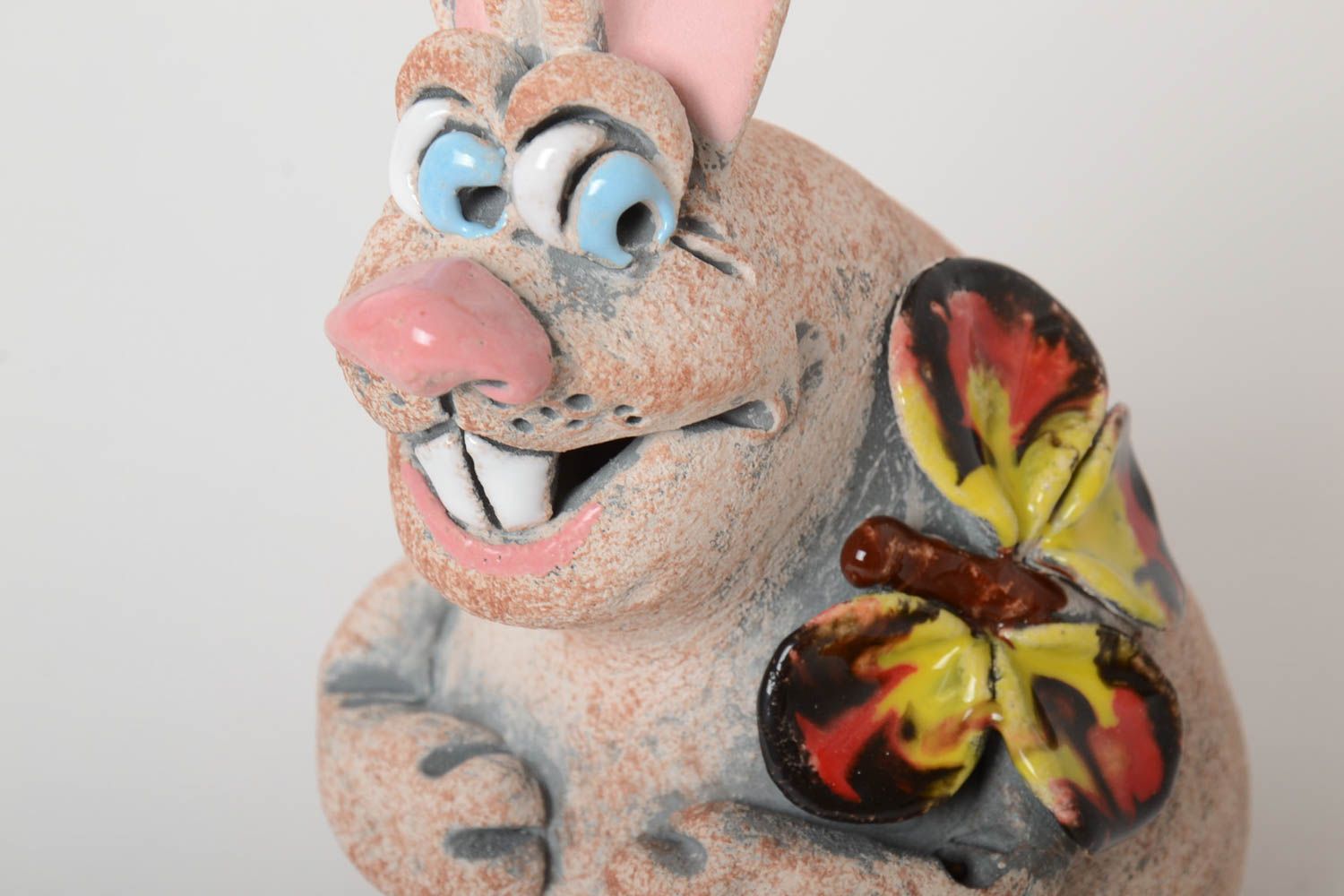 Tirelire lapin faite main Figurine animal en céramique Cadeau original photo 3