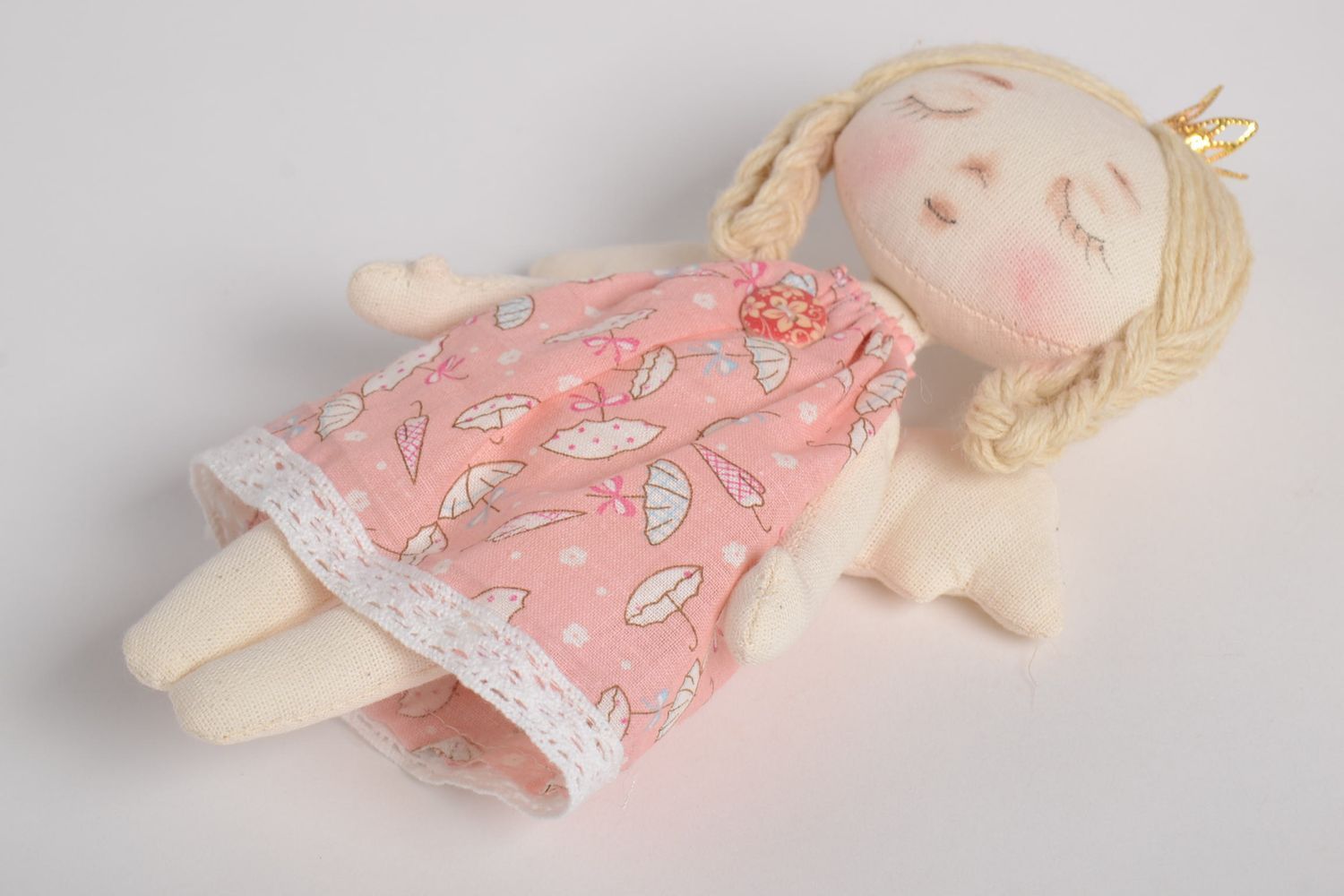 Кукла ручной работы мягкая игрушка ангел принцесса тряпичная кукла мечтательница фото 2