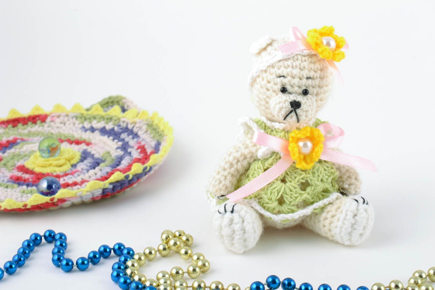 Handmade crocheted soft toy made of wool for children and home interior photo 1