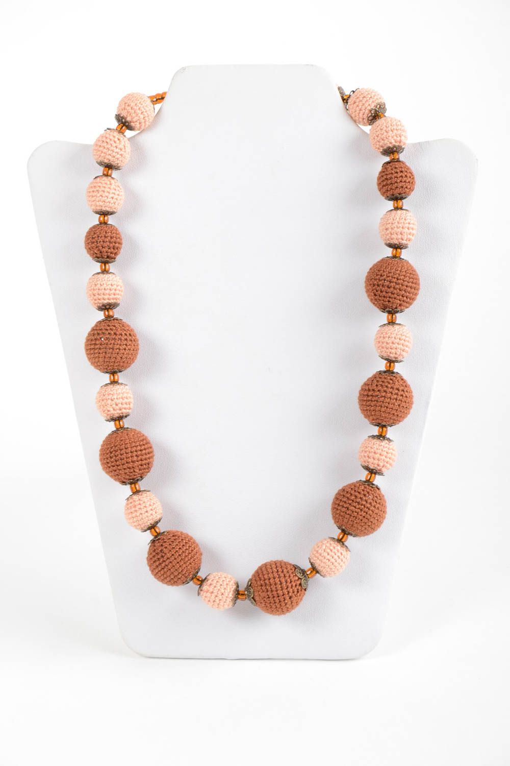Damen Collier handmade Modeschmuck Halskette Accessoires für Frauen braun beige foto 2