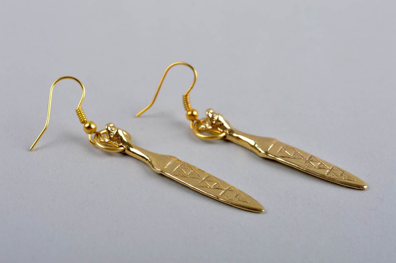 Handmade unusual earrings stylish designer earrings brass metal jewelry photo 4