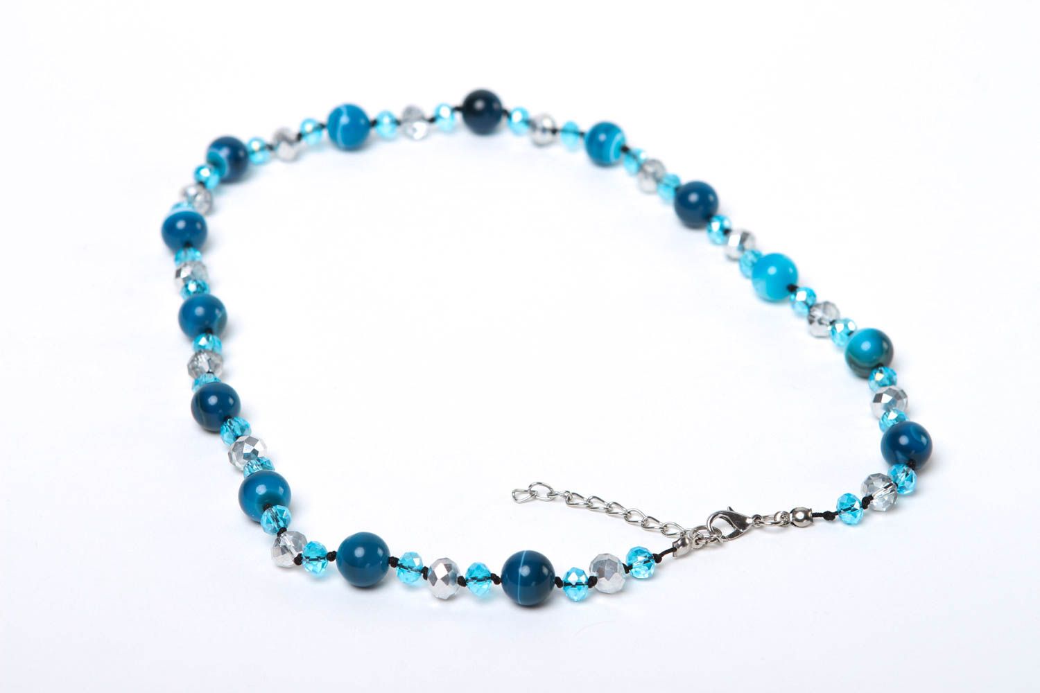 Collier pierres naturelles Bijou fait main agate bleue cristal Accessoire femme photo 4
