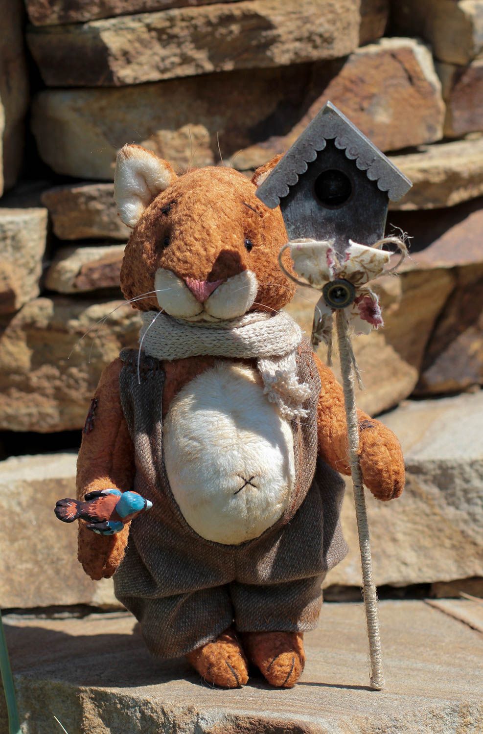 Juguete artesanal de algodón muñeco de peluche regalo original para niño Gato foto 5