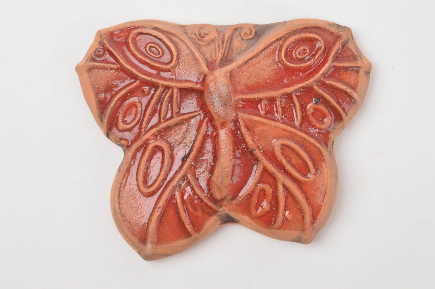 Handgemachter schöner bemalter origineller Ton Kühlschrankmagnet Schmetterling  foto 2
