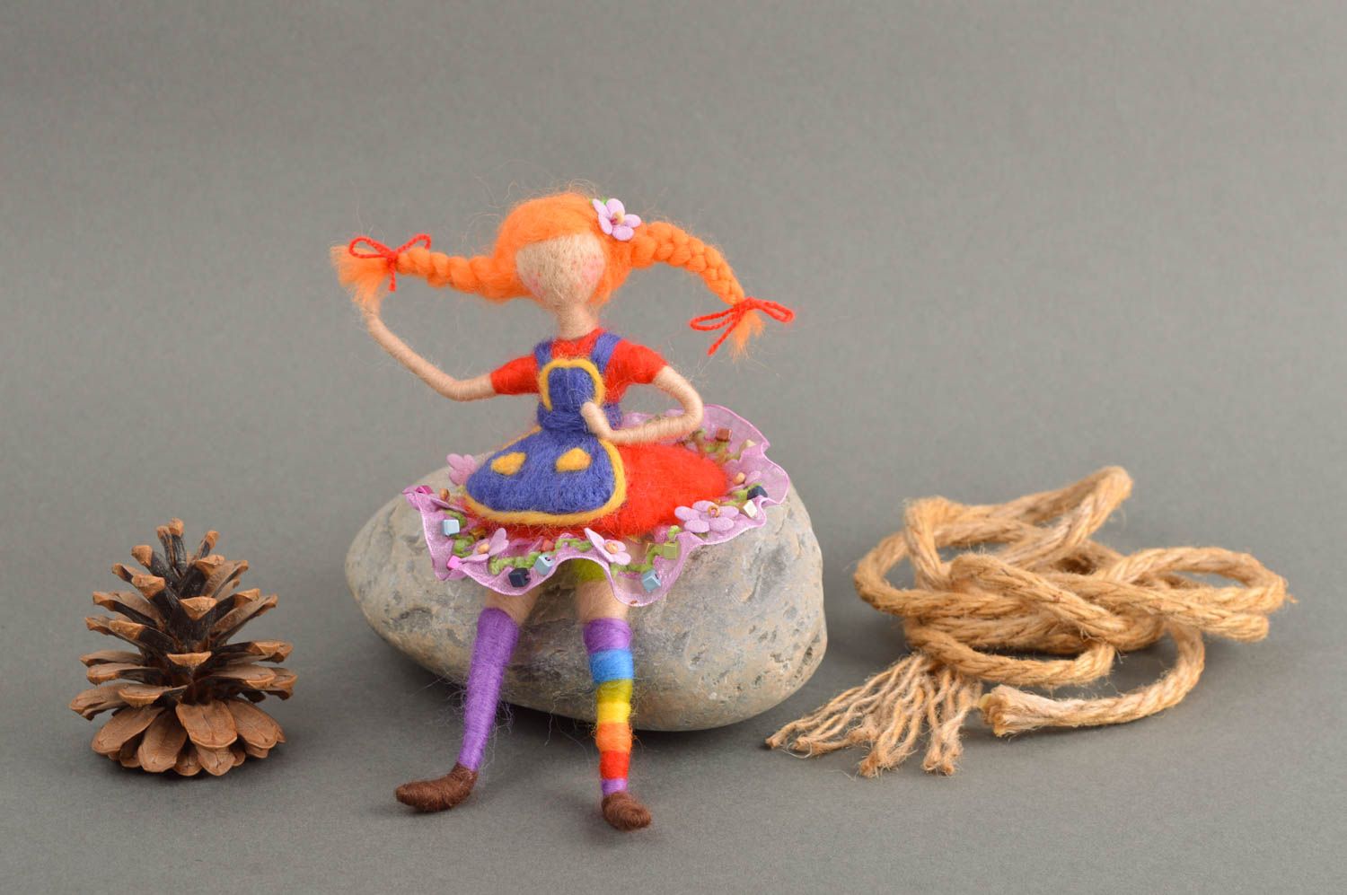 Handmade beautiful felted toy stylish designer toy unusual woolen souvenir photo 1