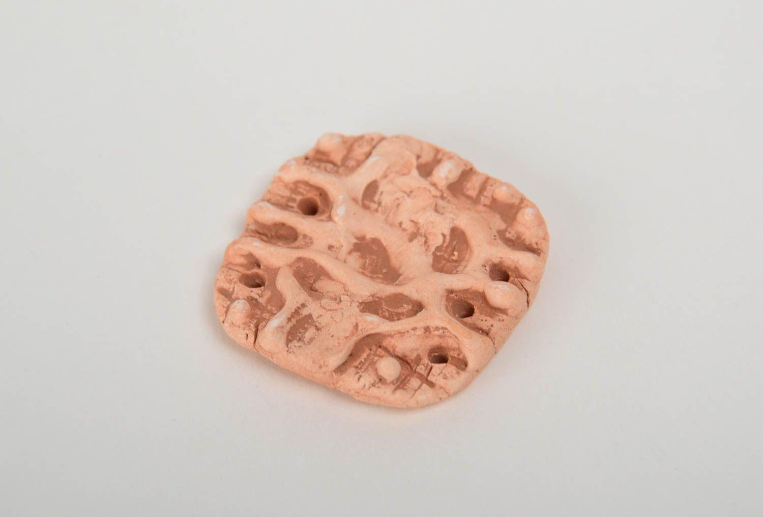 Beautiful homemade designer ceramic blank pendant of unusual shape DIY photo 4