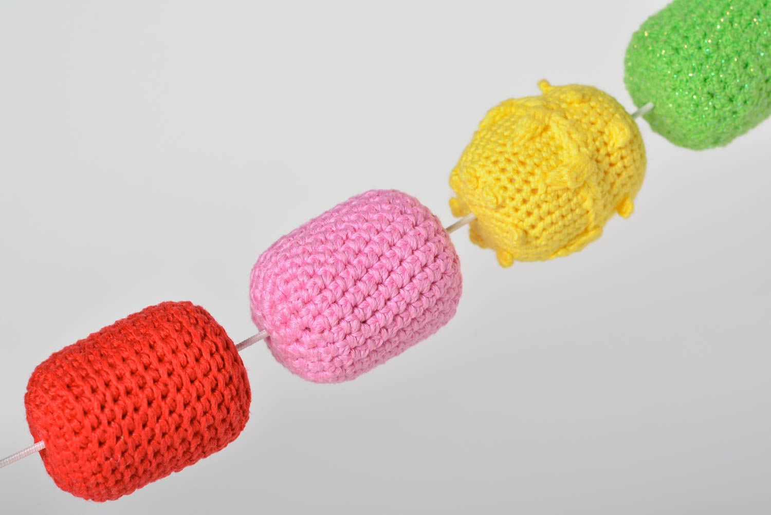 Handmade rattle designer toy unusual gift baby toy crocheted rattle soft toy photo 3