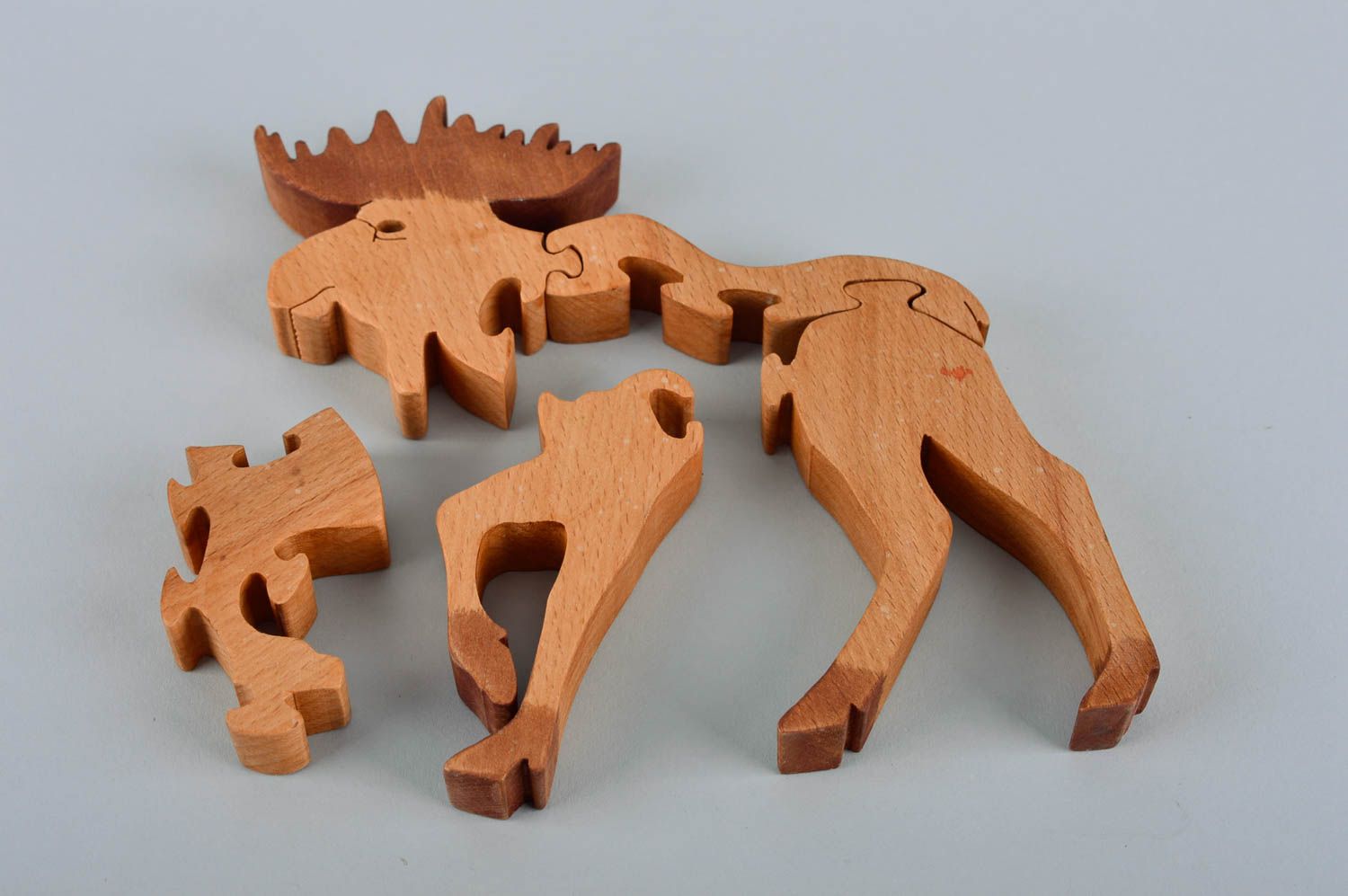 Juguete de madera artesanal para niño elemento ecológico regalo original Alce foto 5