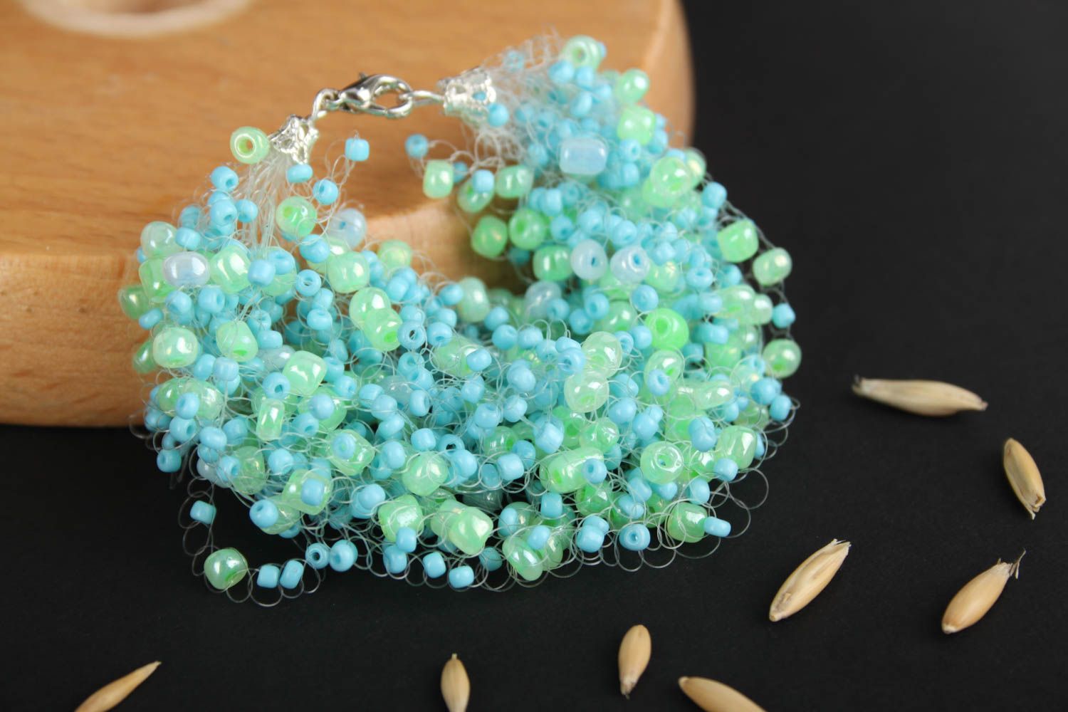 Bracelet perles rocaille Bijou fait main turquoise menthe Accessoire femme photo 1