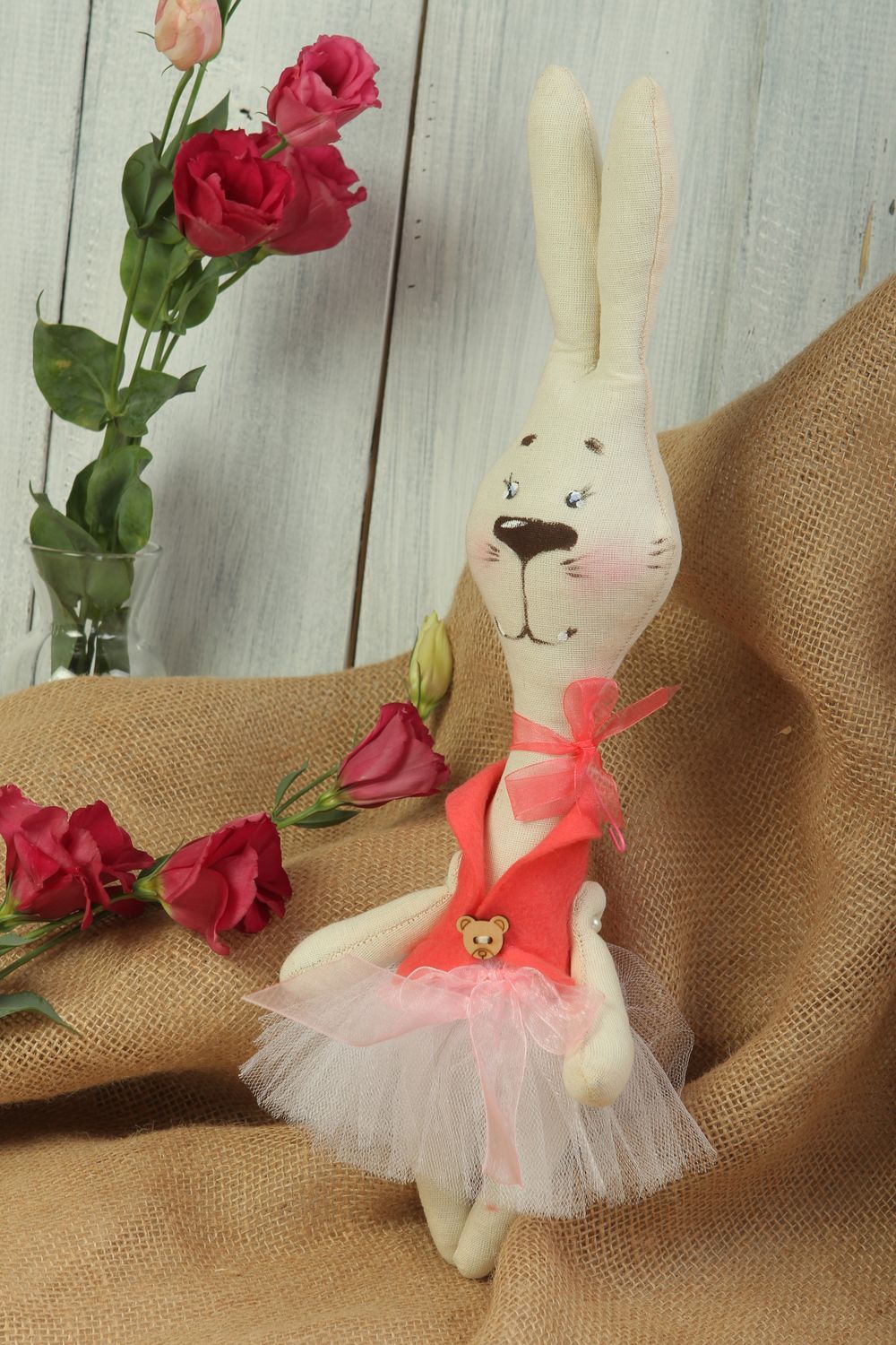 Juguete artesanal muñeco de peluche regalo original para coleccionar Conejo	 foto 1