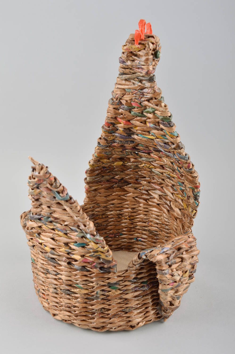 Unusual handmade newspaper basket woven paper basket newspaper craft gift ideas photo 4