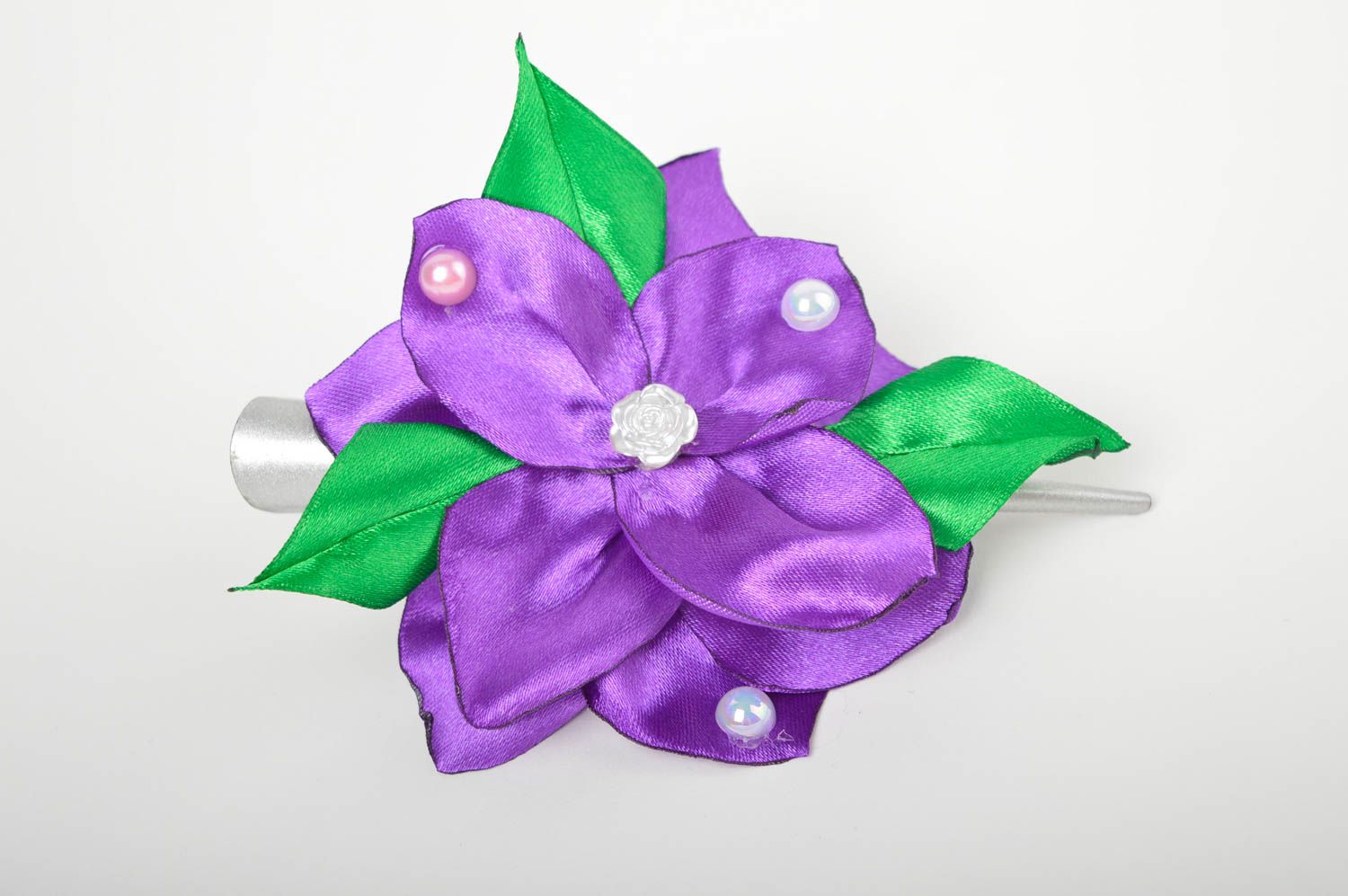 Gancho artesanal flor morada accesorio para el cabello regalo original foto 2