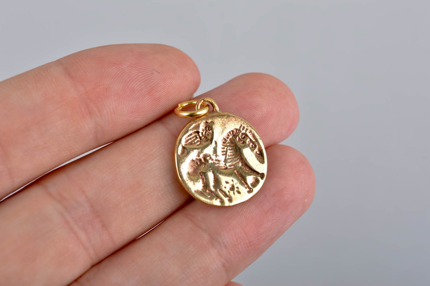 Handmade brass pendant unusual metal accessory designer pendant present photo 5