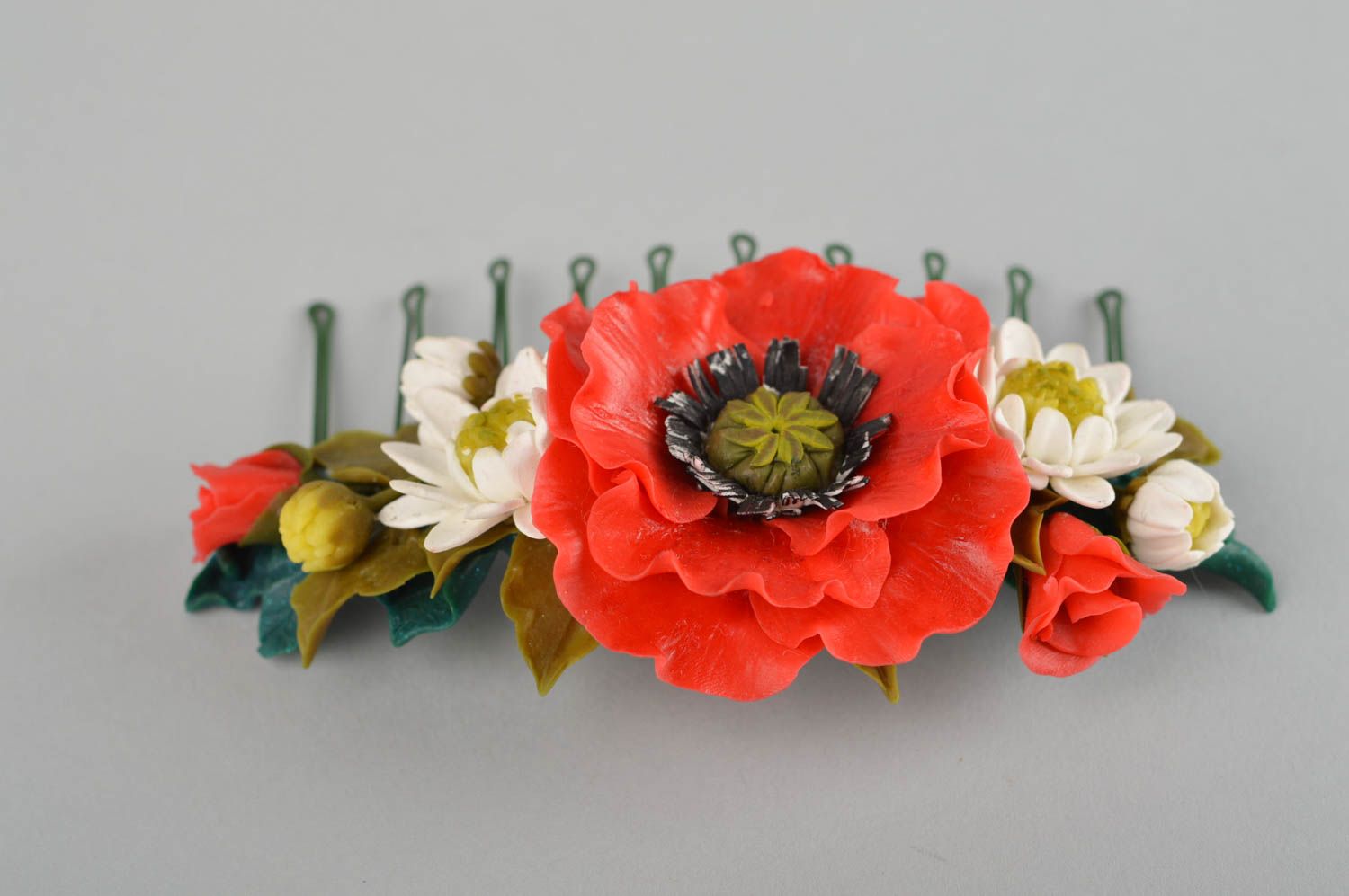 Haar Kamm handmade Haar Accessoire Haarschmuck Blumen originelle Geschenke foto 2