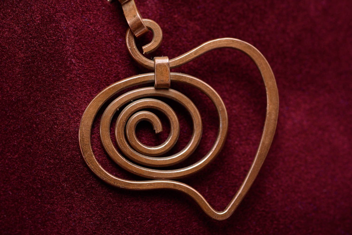 Pendentif Coeur fil en cuivre wire wrapping accessoire original fait main photo 1