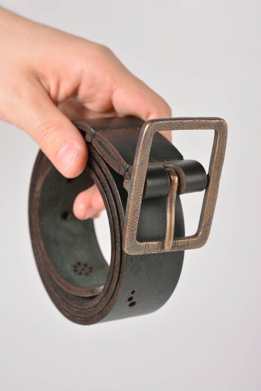 Cinturón de cuero hecho a mano ropa masculina accesorio de moda original foto 3