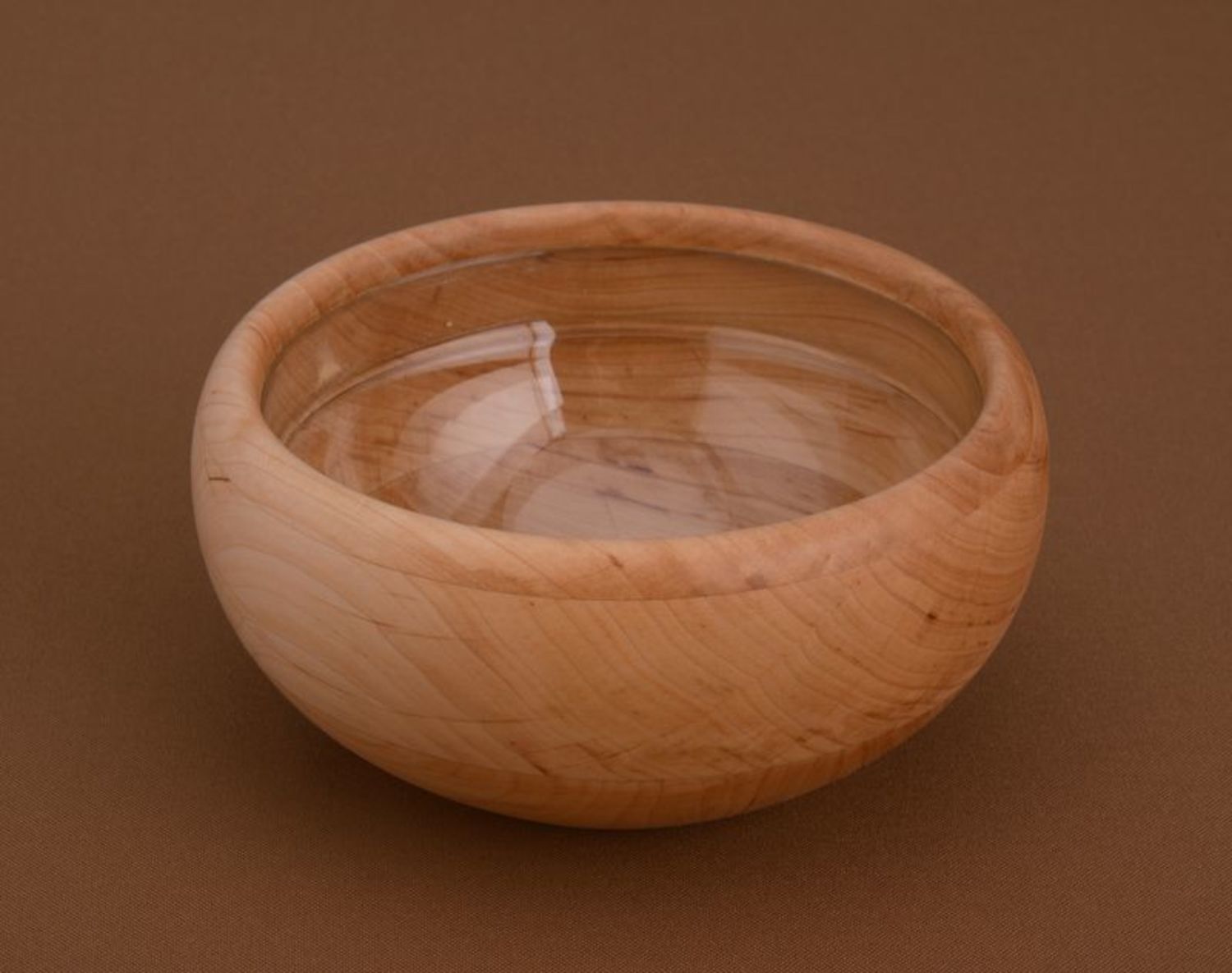 Wooden bowl with glass inside surface, Bowl for food photo 4