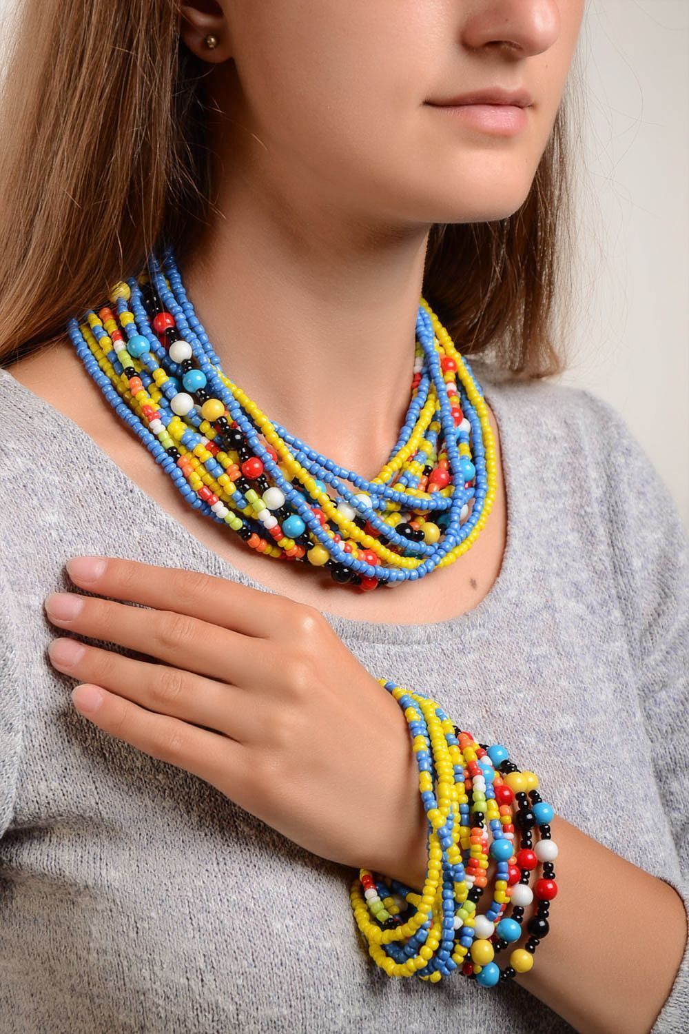 Parure bijoux Collier ethnique bracelet perles de rocaille Accessoires femme photo 1