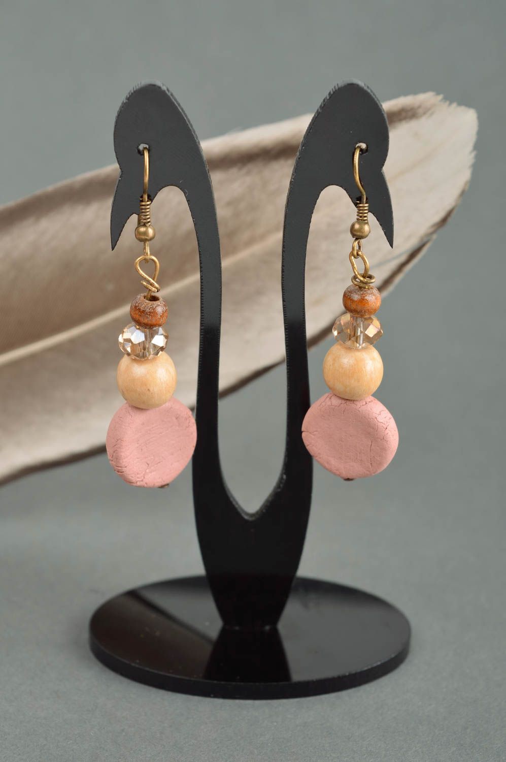 Beautiful handmade plastic earrings beaded earrings handmade accessories photo 1