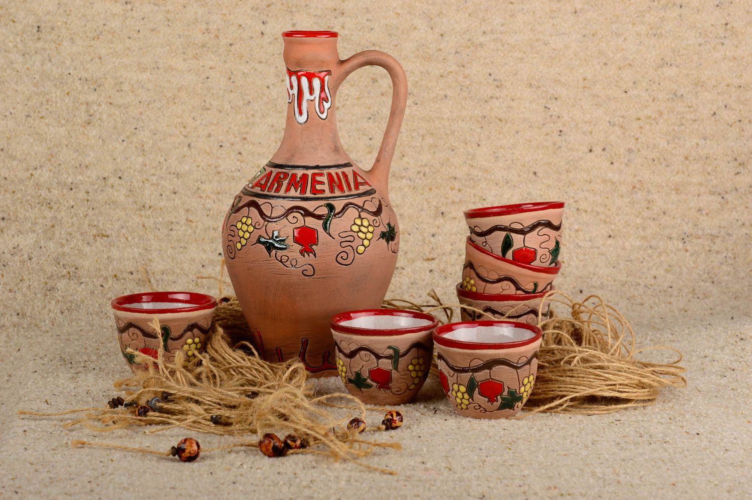 Handmade Keramik Krug Geschirr Set Küchen Zubehör Becher Set 6 Stück schön foto 5