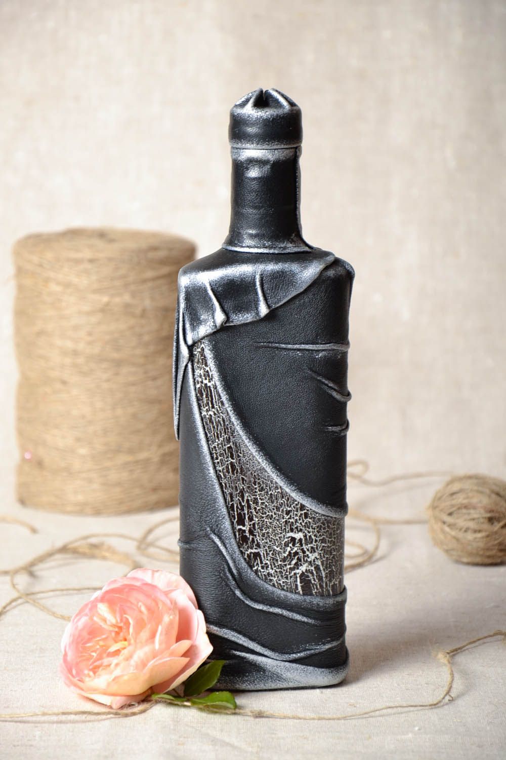 Decorative glass bottle with Cork photo 1