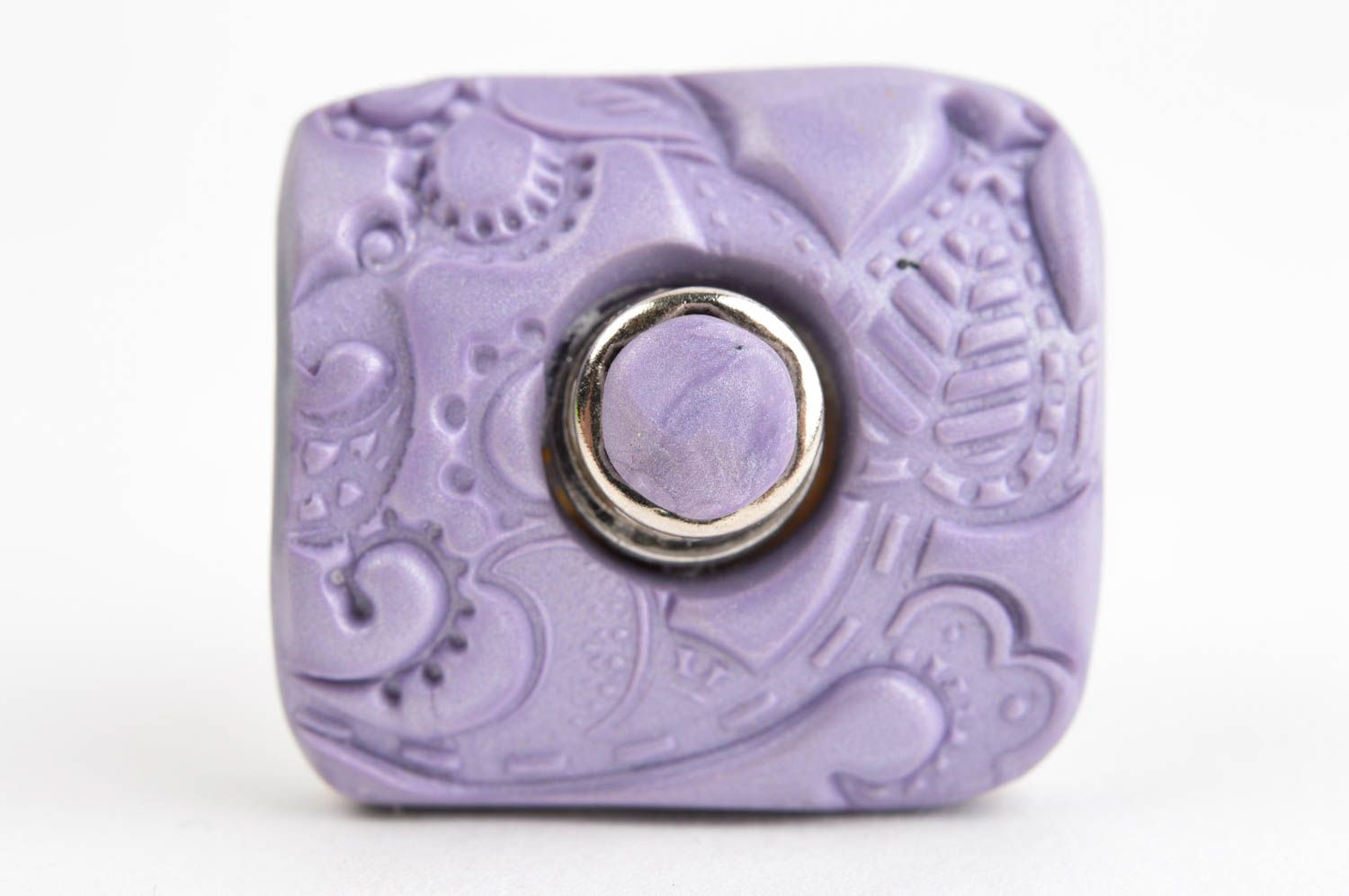 Bague violette Bijou fait main pâte polymère métal taille réglable Cadeau femme photo 2