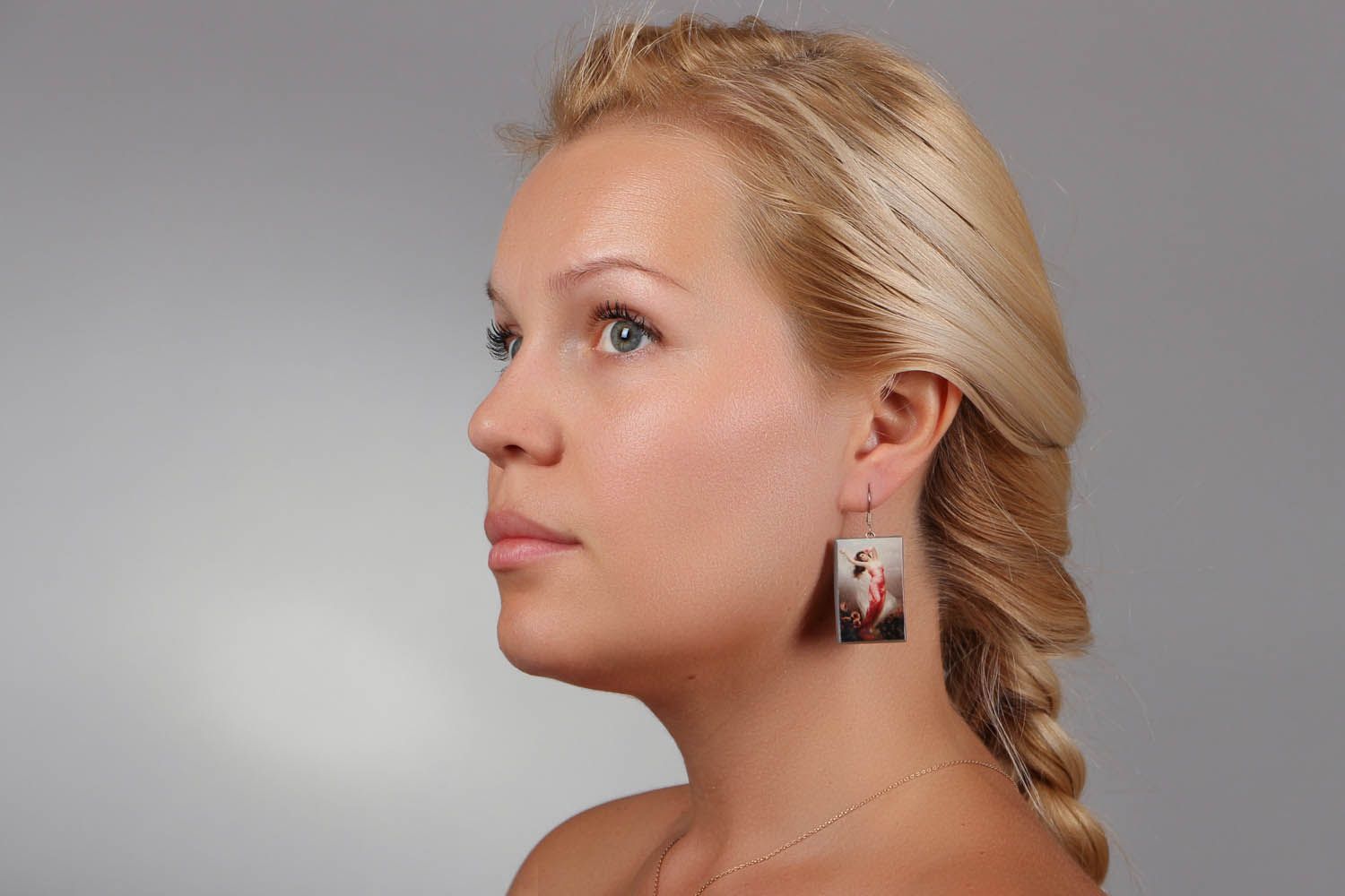 Rectangular plastic earrings photo 4