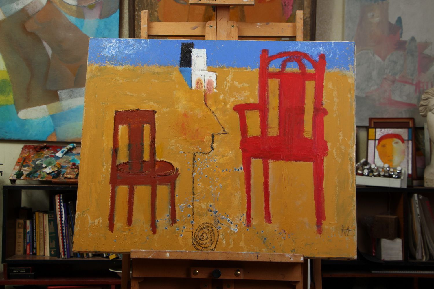 Wall oil & acrylic painting Chairs photo 1