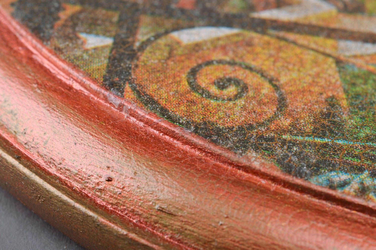 Rundes schönes originelles handgemachtes Wandbild aus Holz Venedig Retro Stil foto 2