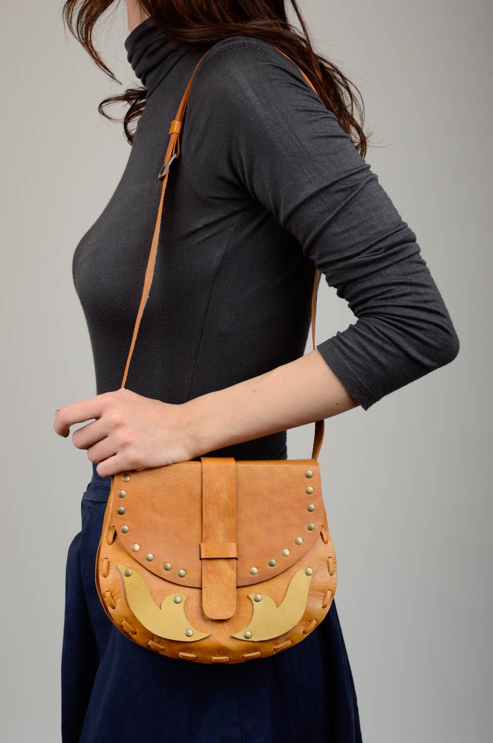 Stylish leather bag handmade shoulder bag design luxury bags for girls photo 2
