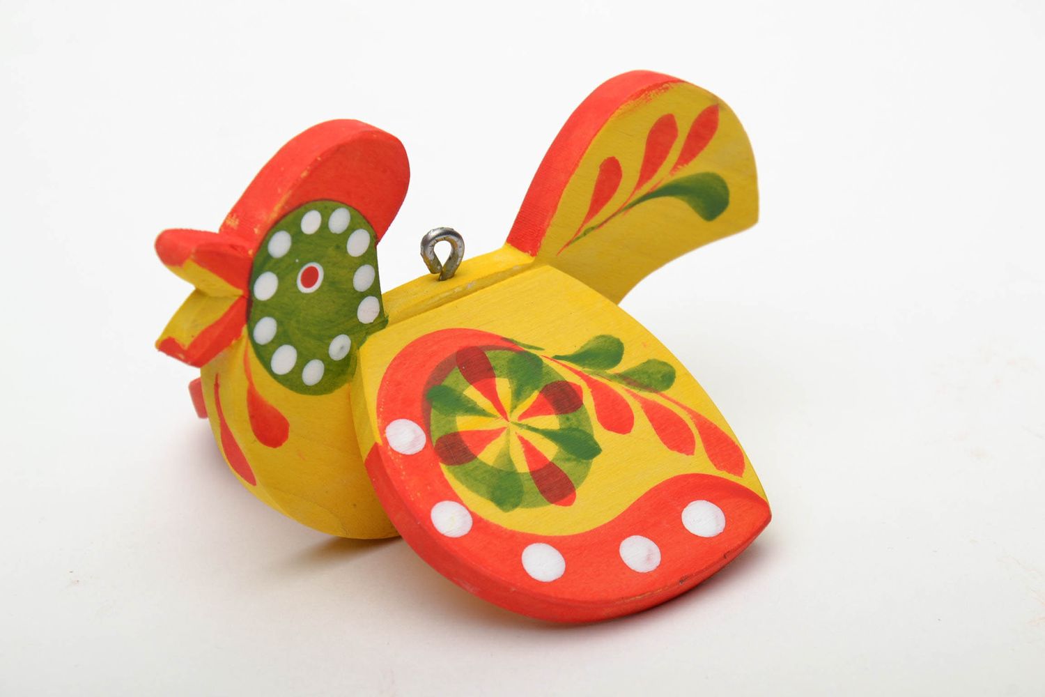 Wooden toy with Ukrainian ethnic painting Little Cock photo 2