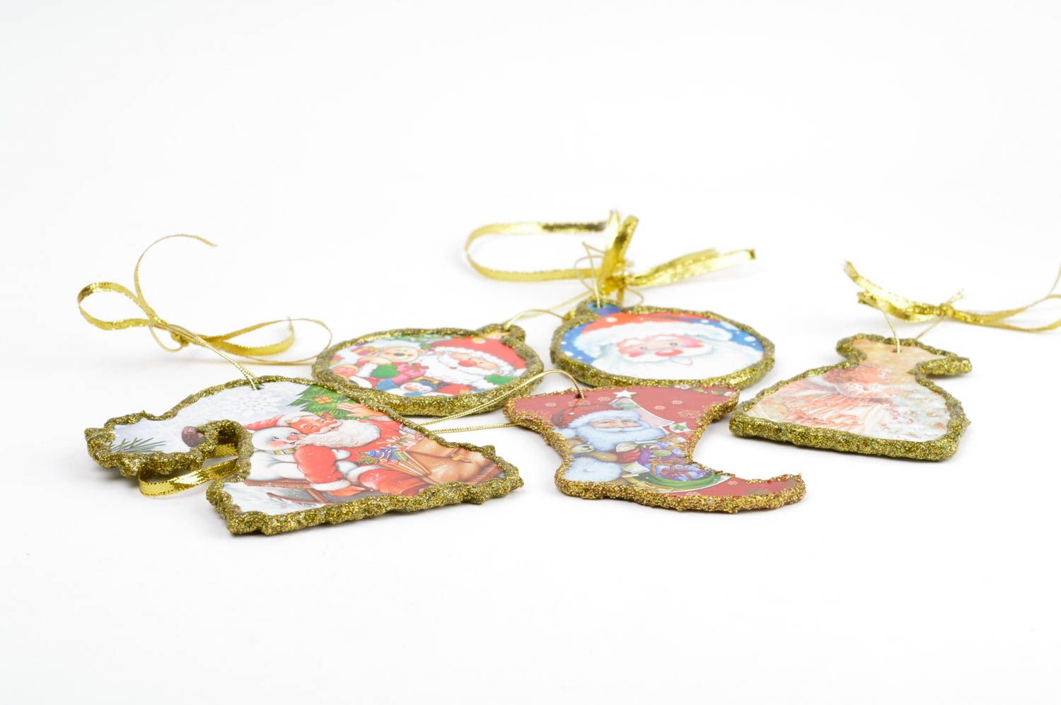 Handmade toy unusual Christmas tree pendant decorative pendant set of 5 items photo 3