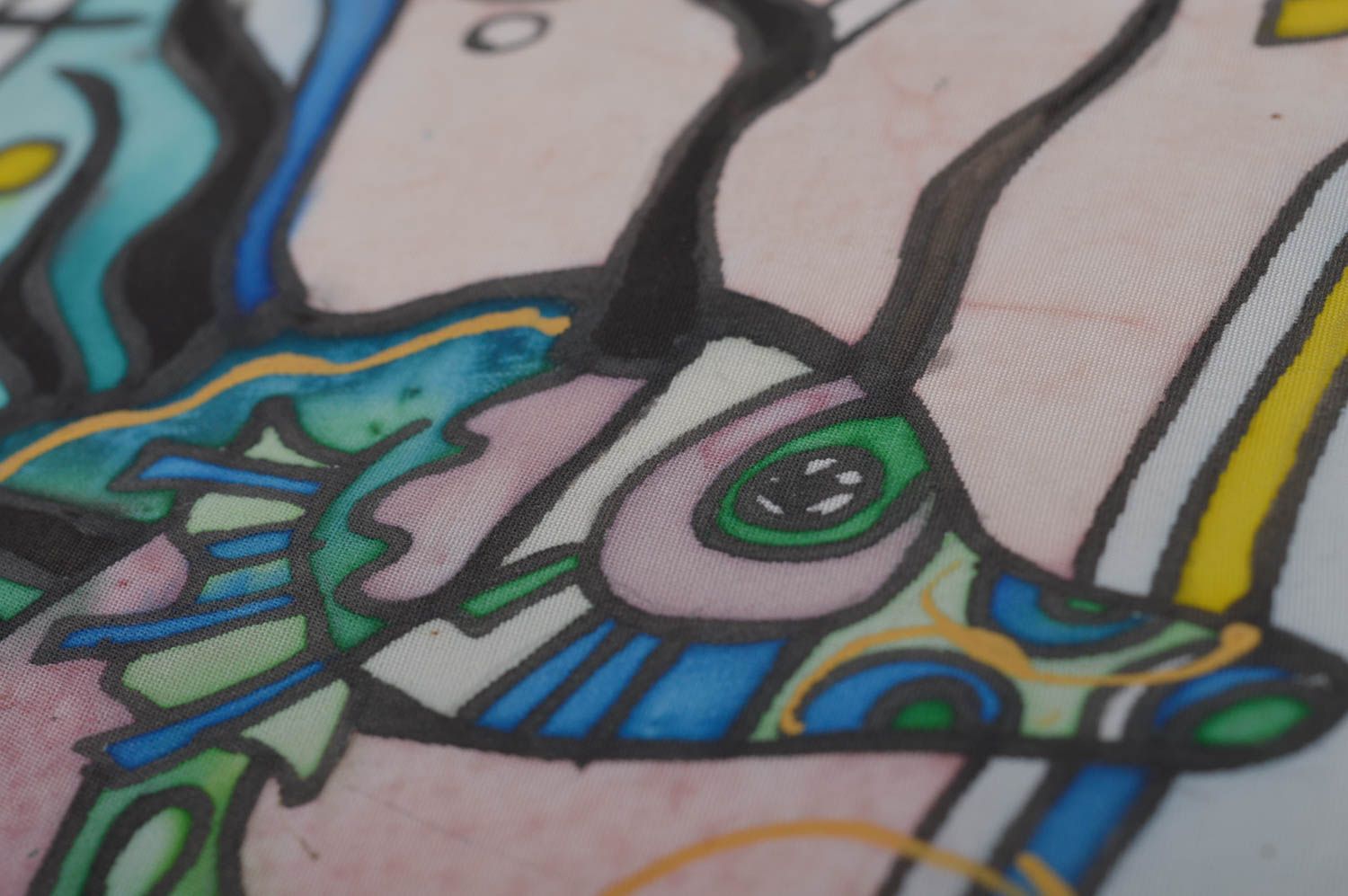 Handgemachtes modernes Wandbild Batik aus Stoff Seepferdchen für Dekoration foto 5