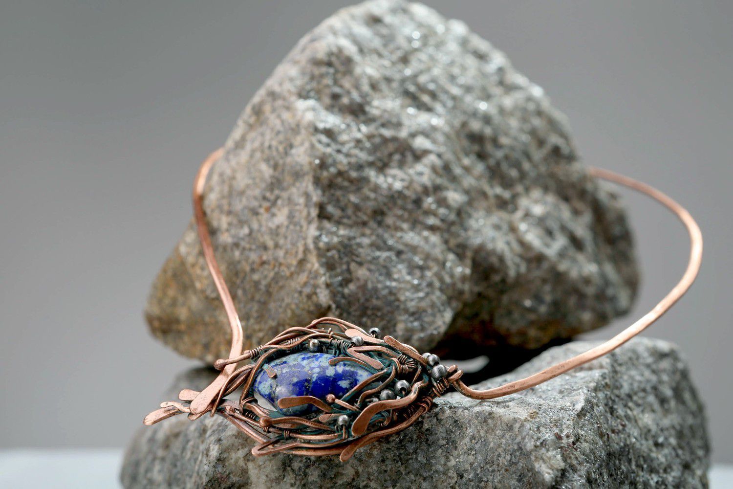 Necklace from copper with lapis lazuli photo 1
