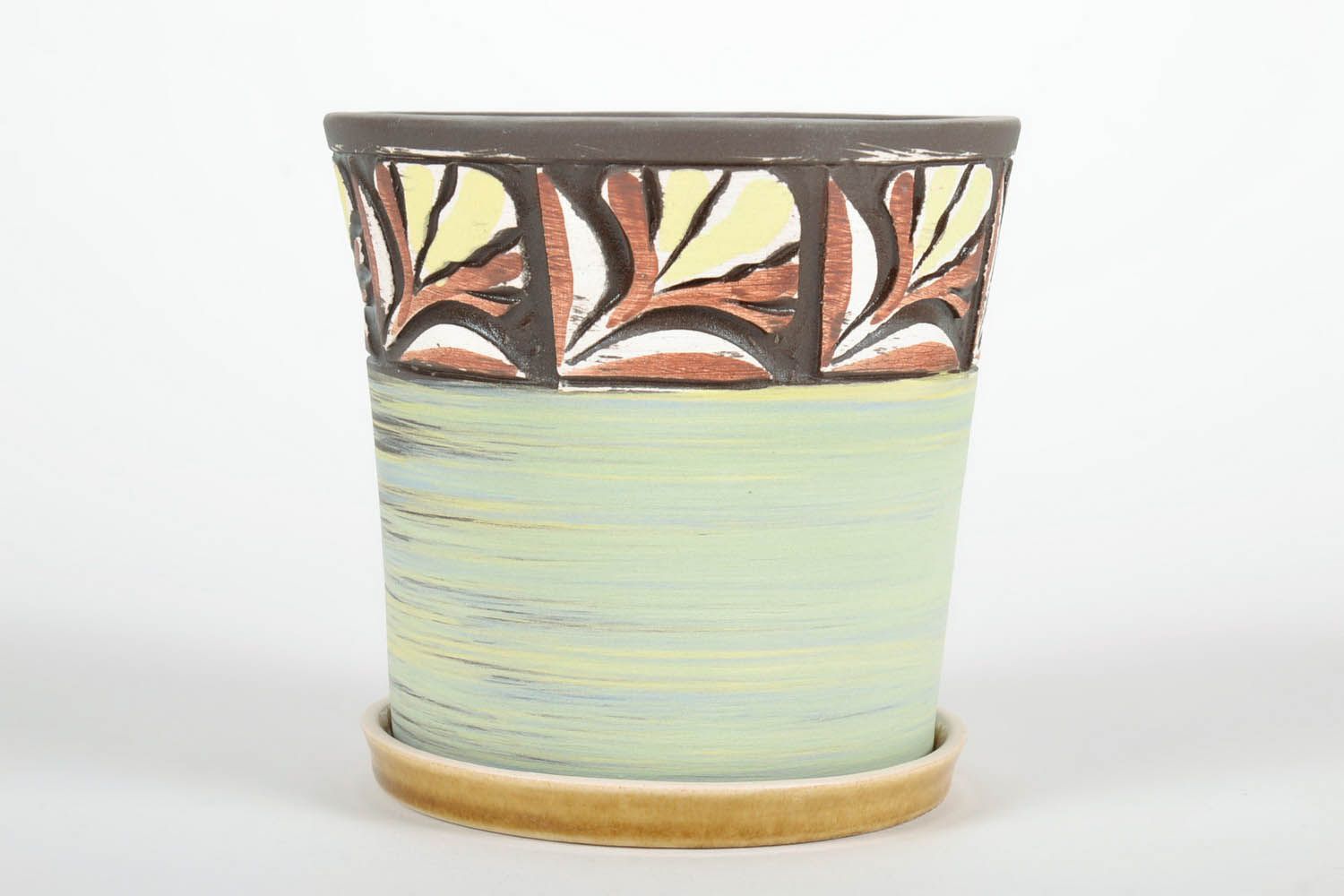 Vaso in ceramica per piante fatto a mano vaso per fiori con sottovaso  foto 1