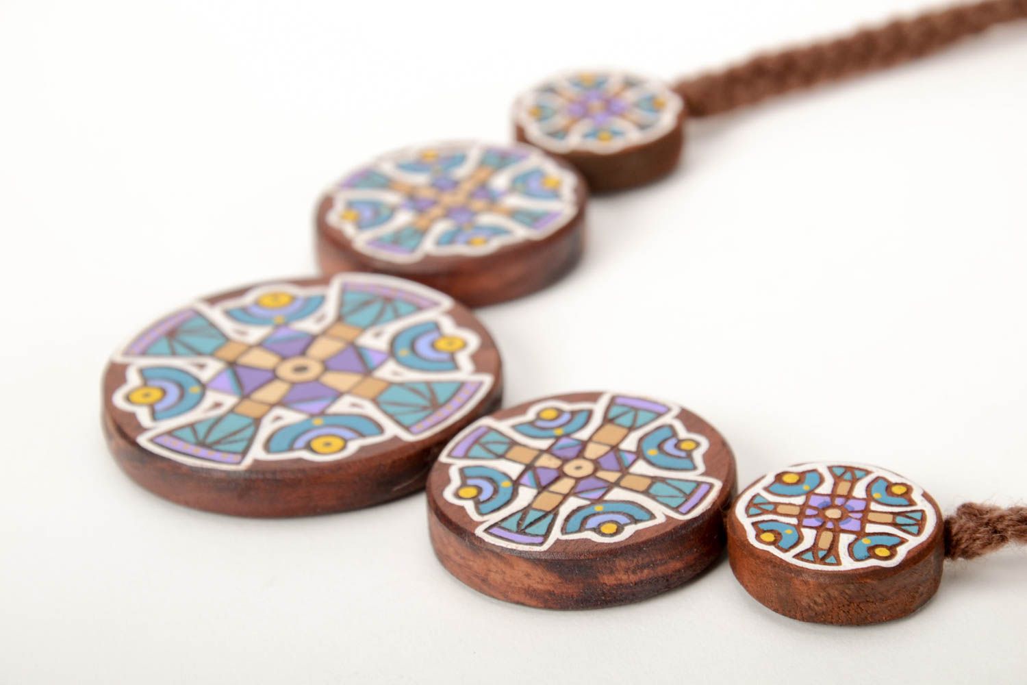 Handmade Ethno Kette mit Kettenanhänger aus Holz Damen Collier Accessoire foto 3