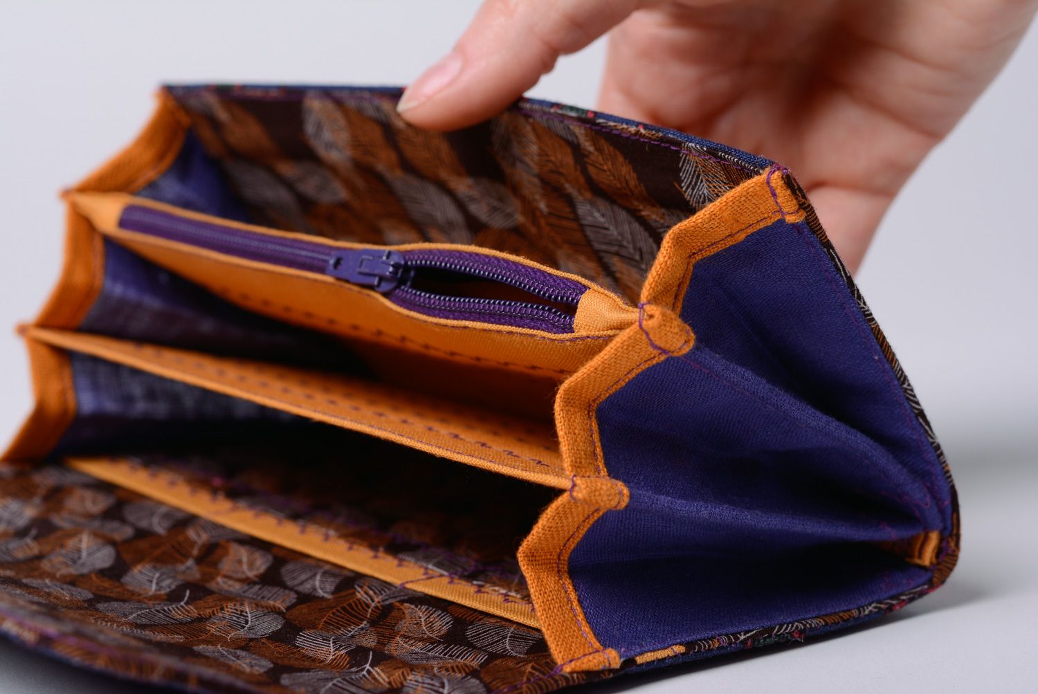 Beau portefeuille en tissu naturel fait main accessoire cadeau pour femme photo 5
