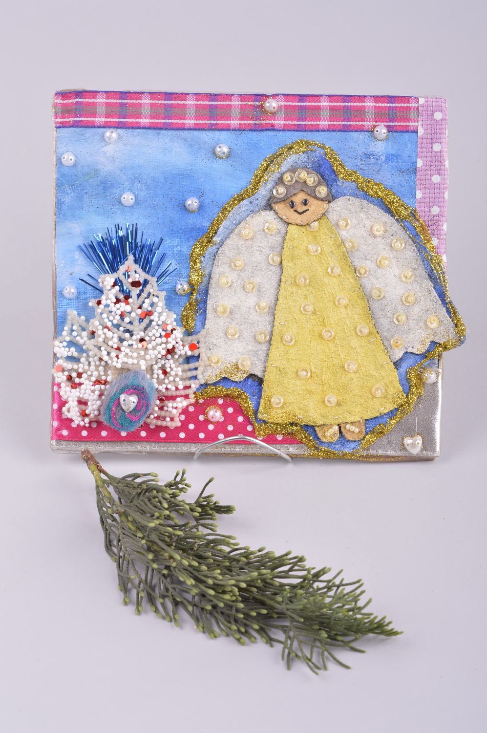 Panel decorativo con ángel hecho a mano adorno navideño decoración de pared foto 1