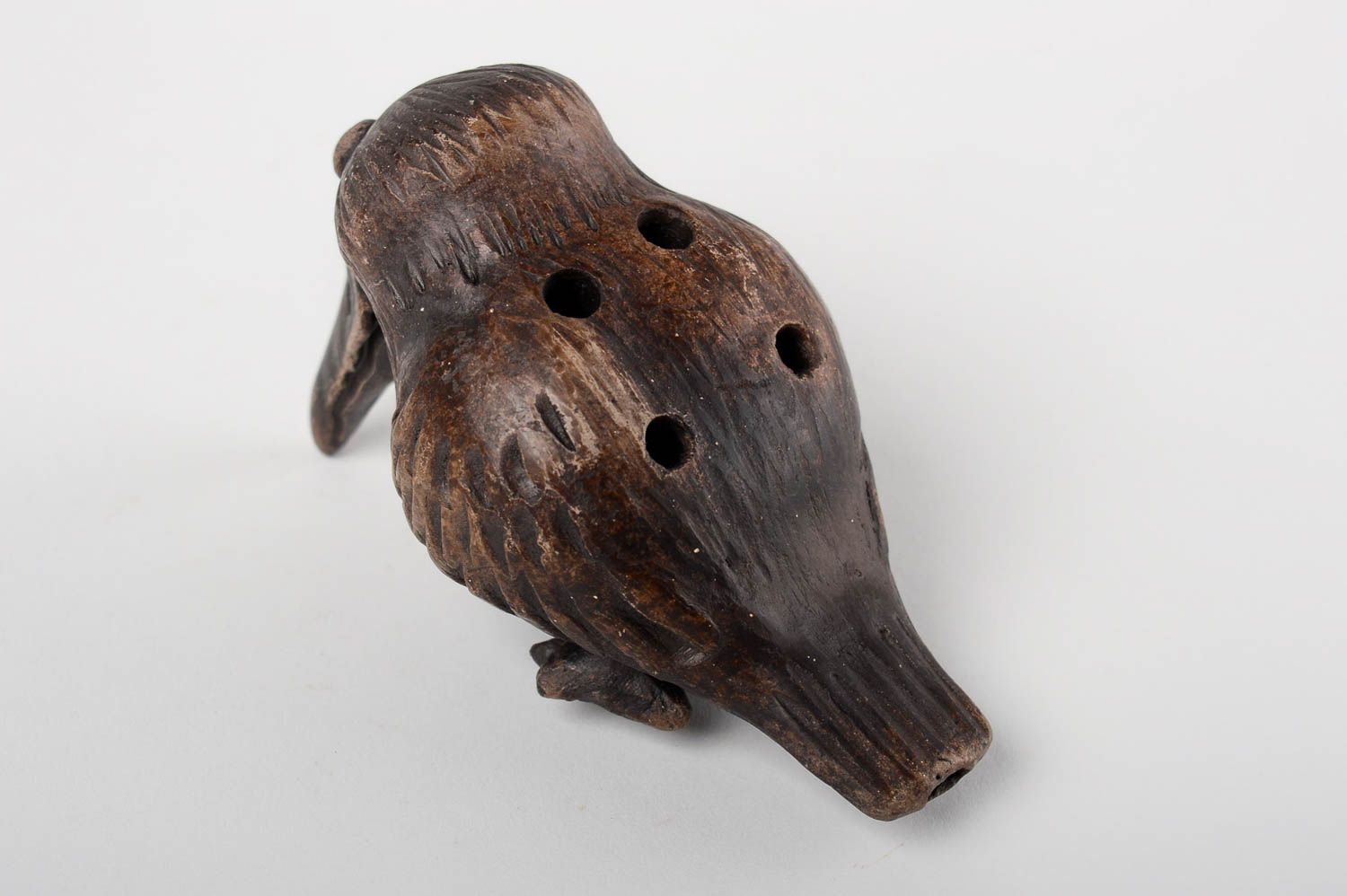 Керамическая свистулька ручной работы глиняная игрушка свистулька из глины ворон фото 4