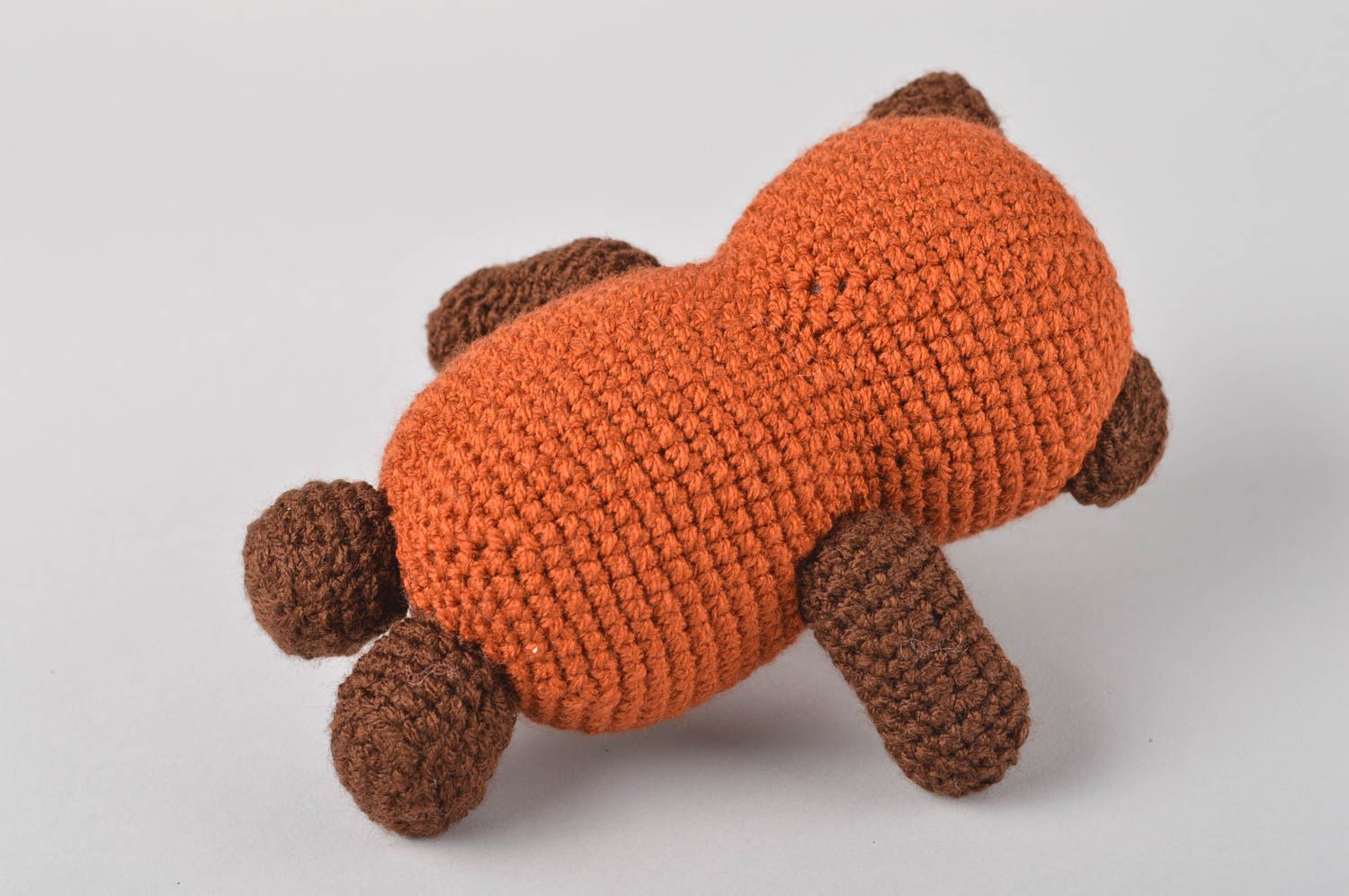 Jouet ours Peluche faite main tricotée au crochet brune Cadeau enfant et déco photo 3